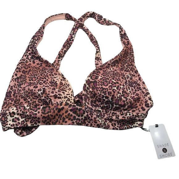 Shade And Shore Women's Sz. Lg. 12-14 Tall Triangle Bikini Swim Top Animal Print - Picture 1 of 14
